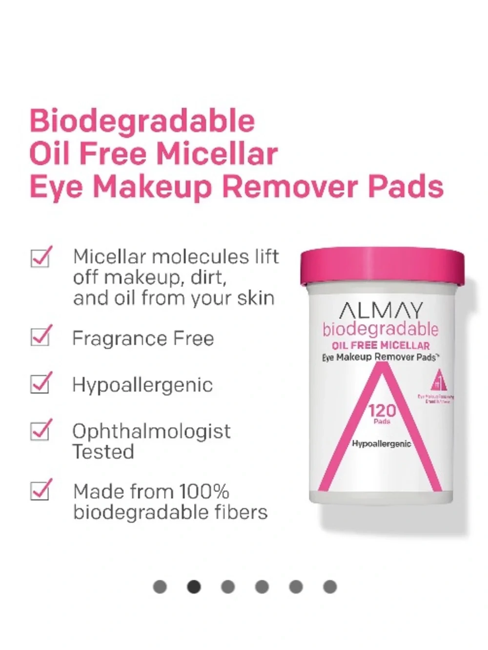 Almay | Biodegradable Micellar Water Eye Makeup Remover Pads | 80CT | NEW SEALED